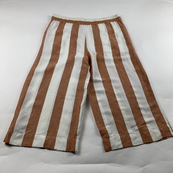 Madewell Rust Striped Linen Blend Wide Leg Capri Pant S - Picture 7 of 8